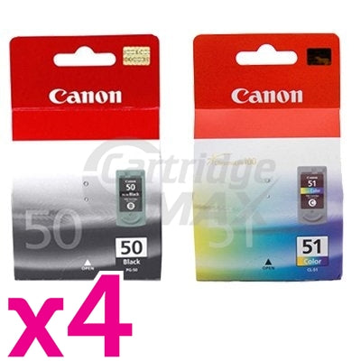 8 Pack Canon PG-50 CL-51 Original Inkjets [4BK,4C]