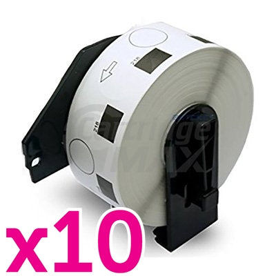 10 x Brother DK-11218 Generic Black Text on White 24mm Diameter Die-Cut Paper Label Roll - 1000 labels per roll