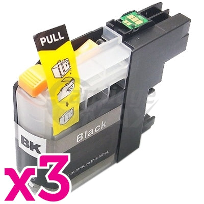 3 x Generic Brother LC-133BK Black Ink Cartridge - 600 Pages