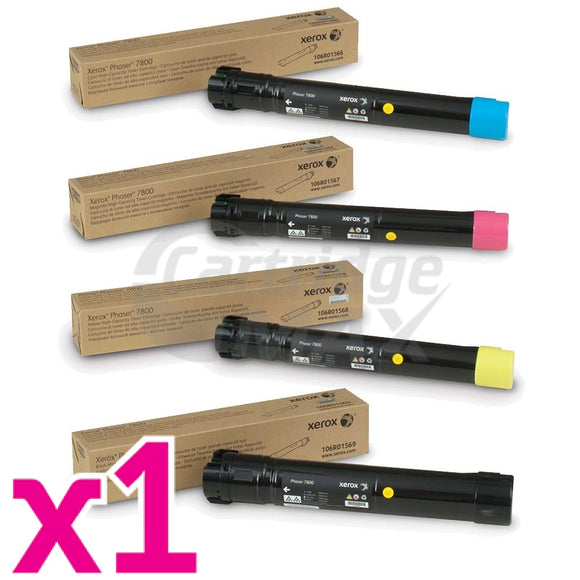 4 Pack Fuji Xerox Phaser 7800dn Original Toner Combo [1BK,1C,1M,1Y] - (106R01574 - 106R01577)