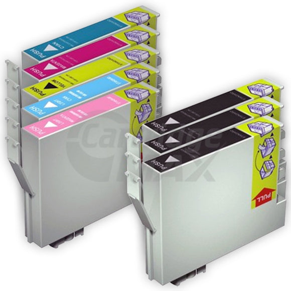 8 Pack Generic Epson T0491-T0496 Ink Cartridges [3BK,1C,1M,1Y,1LC,1LM]
