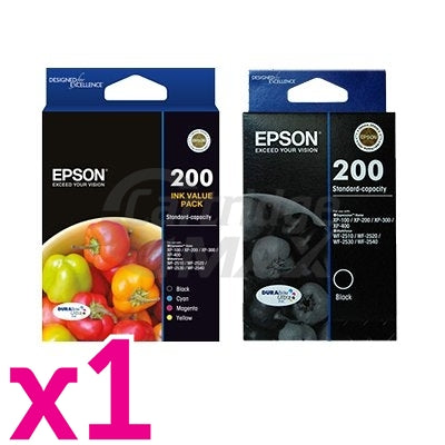 5 Pack Epson 200 (C13T200692+C13T200192) Original Inkjet Cartridges [2BK,1C,1M,1Y]