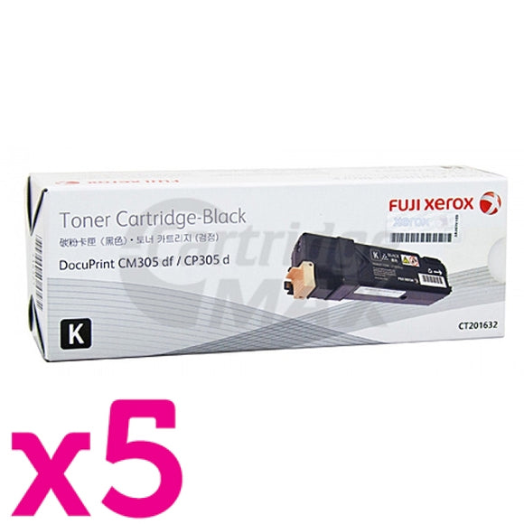 5 x Fuji Xerox DocuPrint CP305d,CM305df Original Black Toner Cartridge - 3,000 pages (CT201632)