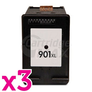 3 x HP 901XL Generic Black Inkjet Cartridge CC654AA - 700 Pages