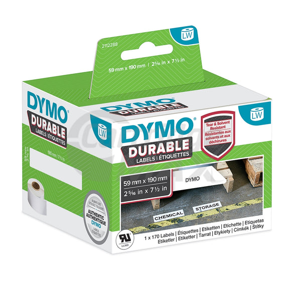 Dymo 1933087 Original Durable Industrial White Label Roll 59mm x 190mm - 170 labels per roll