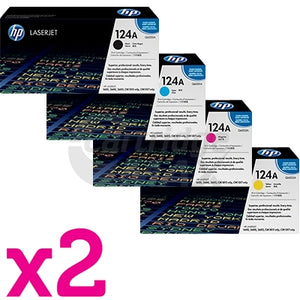 2 sets of 4 Pack HP Q6000A-Q6003A (124A) Original Toner Cartridges [2BK,2C,2M,2Y]