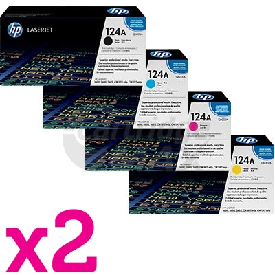 2 sets of 4 Pack HP Q6000A-Q6003A (124A) Original Toner Cartridges [2BK,2C,2M,2Y]