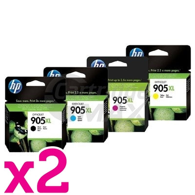 2 sets of 4 Pack HP 905XL Original High Yield Inkjet Combo T6M05AA-T6M17AA [2BK,2C,2M,2Y]