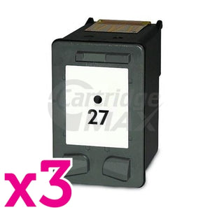 3 x HP 27 Generic Black Inkjet Cartridge C8727AA