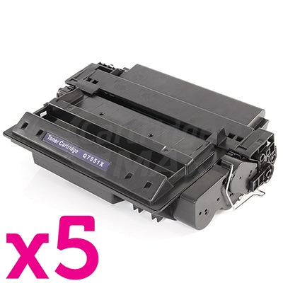 5 x HP Q7551X (51X) Generic Black Toner Cartridge - 13,000 Pages