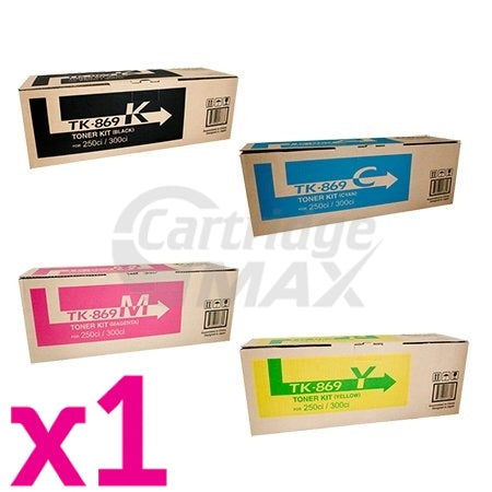 4 Pack Original Kyocera TK-869 Toners TASKalfa 250ci, TASKalfa 300ci [1BK,1C,1M,1Y]