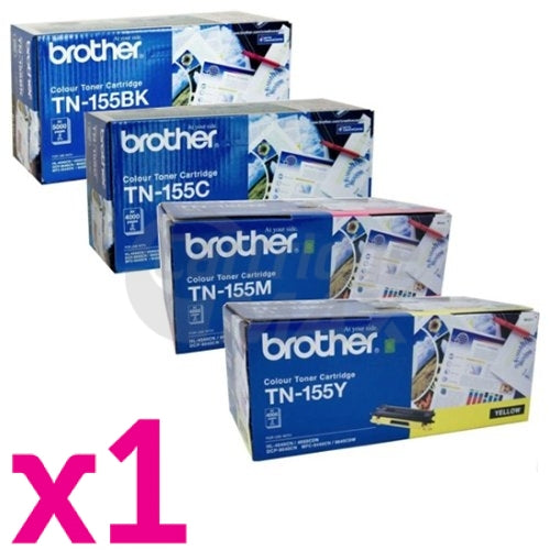 4 Pack Brother TN-155 Original Toner Combo[1BK,1C,1M,1Y]  (TN155 is High Capacity Version of TN150)