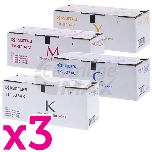 3 sets of 4 Pack Original Kyocera TK-5234 Toner Combo Ecosys M5521, P5021 [3BK,3C,3M,3Y]