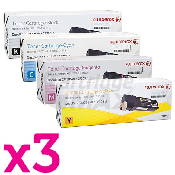 3 sets of 4 Pack Fuji Xerox DocuPrint CP305d,CM305df Original Toner Cartridges (CT201632-CT201635)
