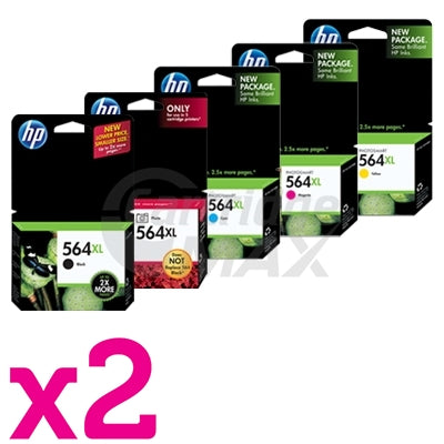 2 sets of 5 Pack HP 564XL Original Inkjet Cartridges CN684WA+CB322WA-CB325WA [2BK,2PBK,2C,2M,2Y]