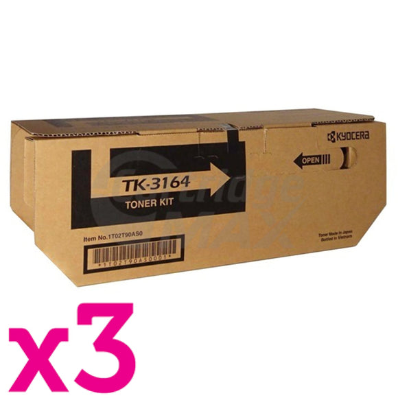 3 x Original Kyocera TK-3164 Black Toner Kit P3045DN