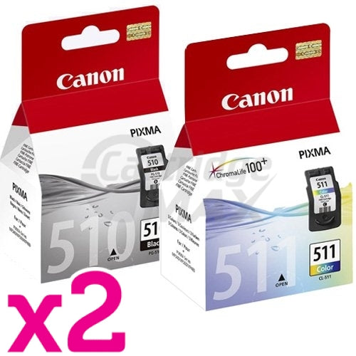 4 Pack Canon PG-510 CL-511 Original Ink Cartridges[2BK,2C]