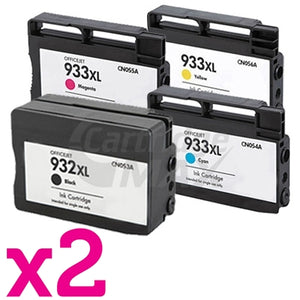 2 sets of 4 Pack HP 932XL + 933XL Generic High Yield Inkjet Cartridges CN053AA - CN056AA [2BK,2C,2M,2Y]