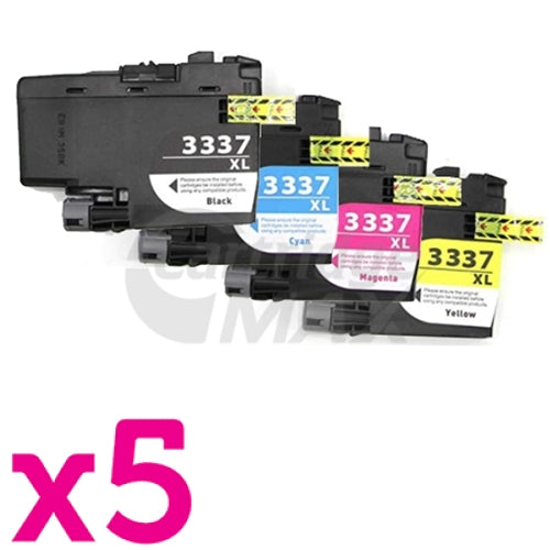 20 Pack Brother LC-3337 Generic High Yield Ink Cartridge Combo [5BK, 5C, 5M, 5Y]