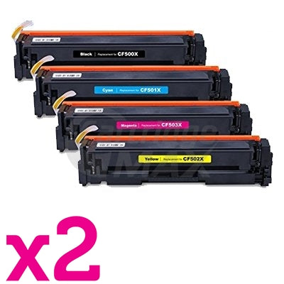 2 Sets of 4 Pack HP CF500X-CF503X (202X) Generic High Yield Toner Cartridges [2BK,2C,2M,2Y]