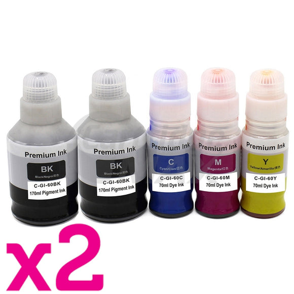 10-Pack Generic Canon GI60 Ink Bottle [4BK,2C,2M,2Y]