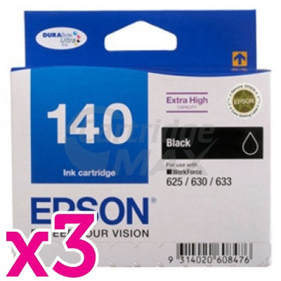 3 x Epson 140 (T1401) Original Black Extra High Yield Inkjet Cartridge (C13T140192)
