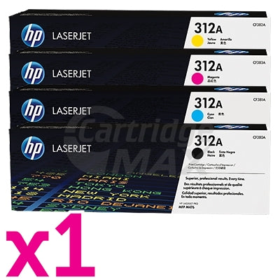 4 Pack HP CF380A-CF383A (312A) Original Toner Cartridges [1BK,1C,1M,1Y]