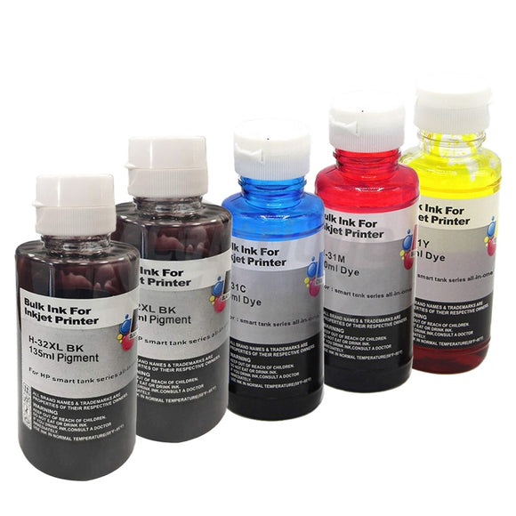 5 Pack HP 32XL + 31 Generic Ink Bottle 1VV24AA 1VU26AA-1VU28AA [2BK,1C,1M,1Y]