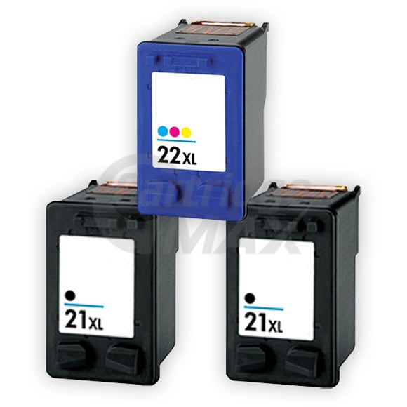 3 Pack HP 21XL + 22XL Generic Inkjet Cartridges C9351CA + C9352CA [2BK,1CL]