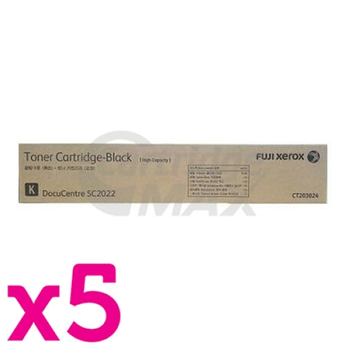 5 x Fuji Xerox DocuCentre SC2022 Original Black Toner Cartridge CT203024 - 12,500 pages