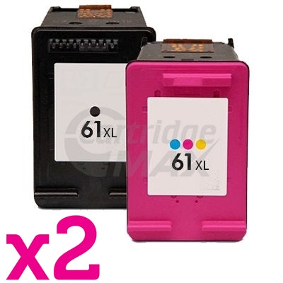 4 Pack HP 61XL Generic High Yield Inkjet Cartridges CH563WA + CH564WA [2BK,2CL]