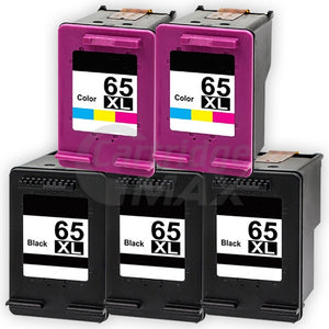 5 Pack HP 65XL Generic High Yield Ink Combo N9K04AA + N9K03AA [3BK,2CL]