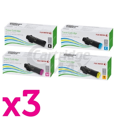 3 sets of 4 Pack Original Fuji Xerox DocuPrint CP315, CM315 Toner Cartridges (CT202610-CT202613)