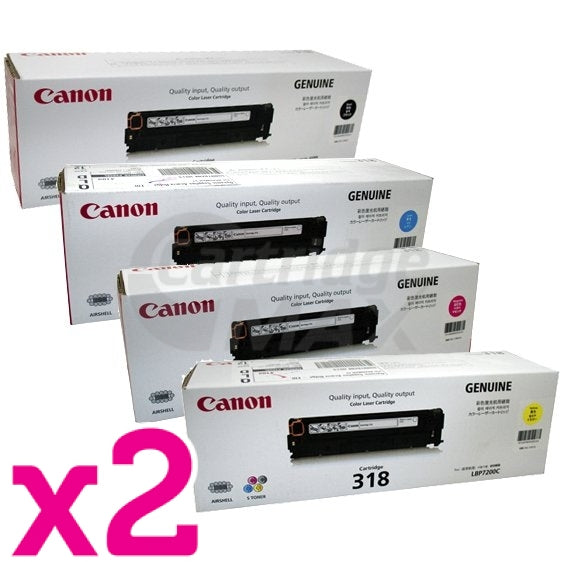 2 sets of 4 Pack Original Canon CART-318 Toner Cartridges [2BK,2C,2M,2Y]