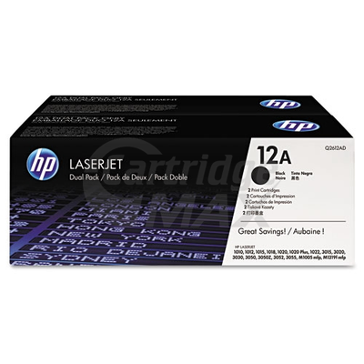 HP Q2612A (12A) Original [TWIN PACK] Black Toner Cartridge [2BK] - 2,000 Pages each