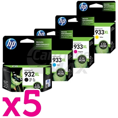5 sets of 4 Pack HP 932XL + 933XL Original High Yield Inkjet Cartridges CN053AA - CN056AA [5BK,5C,5M,5Y]