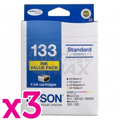 3 x Value Pack - Original Epson 133 T1331-1334 Inkjet Cartridges [C13T133692] [3BK,3C,3M,3Y]
