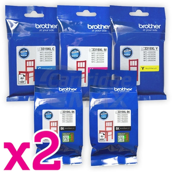10 Pack Original Brother LC-3319XL High Yield Ink Combo [4BK,2C,2M,2Y]