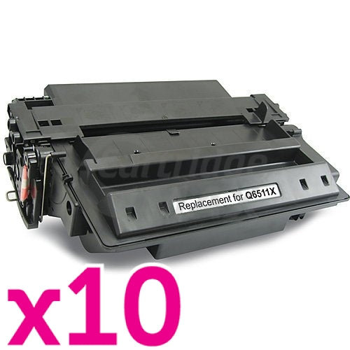 10 x HP Q6511X (11X) Generic Black Toner Cartridge - 12,000 Pages (High Yield of HP Q6511A (11A))