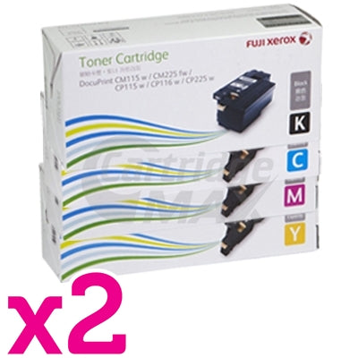 8 Pack Original Fuji Xerox Docuprint CM115 CP115 CP116 CM225 CP225 High Yield Toner Cartridges (CT202264-CT202267) - [2BK,2C,2M,2Y]