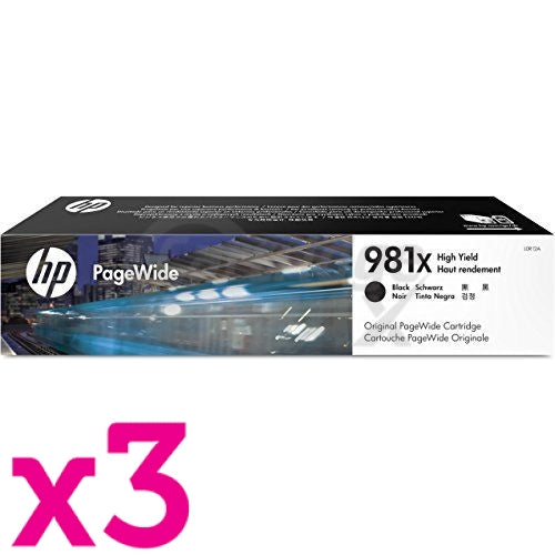 3 x HP 981X Original Black High Yield Inkjet Cartridge L0R12A - 11,000 Pages