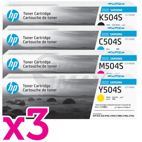 3 Set of 4 Pack Original Samsung CLP415N CLP415NW CLX4195FW CLX4195FN Toner Cartridge Set CLT-504