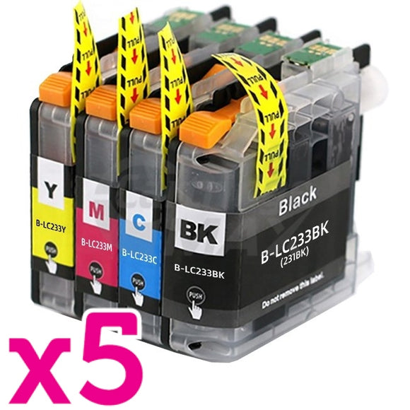 20 Pack Brother LC-233 Generic Ink Cartridges [5BK,5C,5M,5Y]