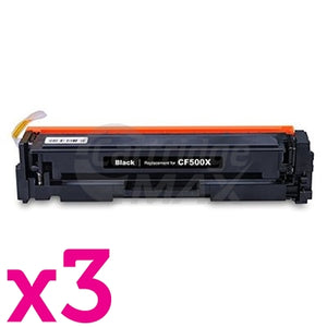 3 x HP CF500X (202X) Generic Black High Yield Toner Cartridge - 3,200 Pages