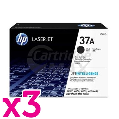 3 x HP CF237A (37A) Original Black Toner Cartridge - 11,000 Pages