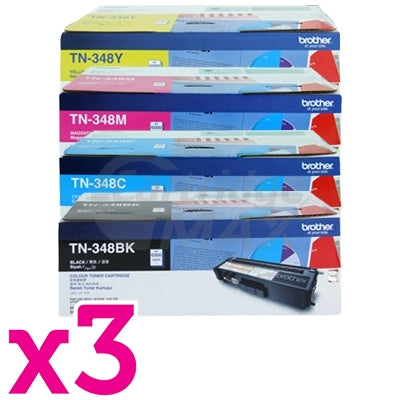 3 Sets of 4-Pack Original Brother TN-348 Toner Combo [3BK,3C,3M,3Y]