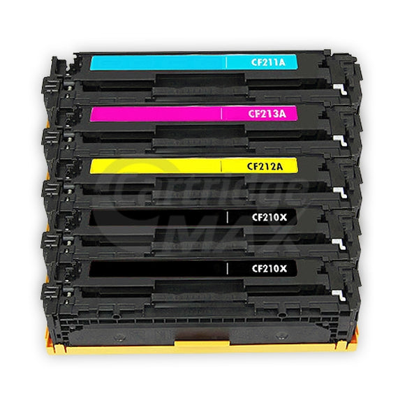 5 Pack HP CF210X-CF213A (131X / 131A) Generic Toner Cartridges [2BK,1C,1M,1Y]