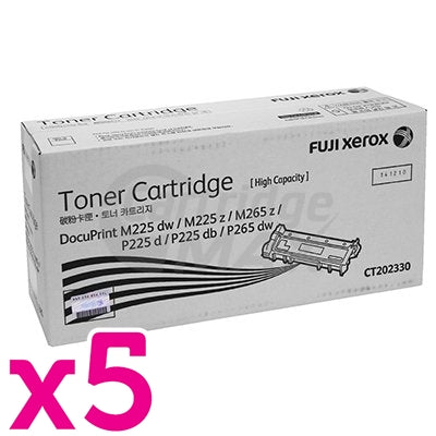 5 x Fuji Xerox DocuPrint M225,M265,P225,P265 Original Black High Yield Toner Cartridge (CT202330)