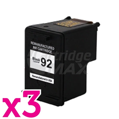 3 x HP 92 Generic Black Inkjet Cartridge C9362WA