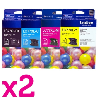 8 Pack Original Brother LC-77XL High Yield Ink Combo [2BK+2C+2M+2Y]